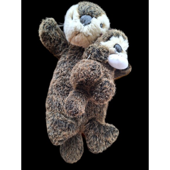 Alaskan Otter Momma and Baby Pup floating on their backs Realistic Fur Rare VGUC - Picture 11 of 12